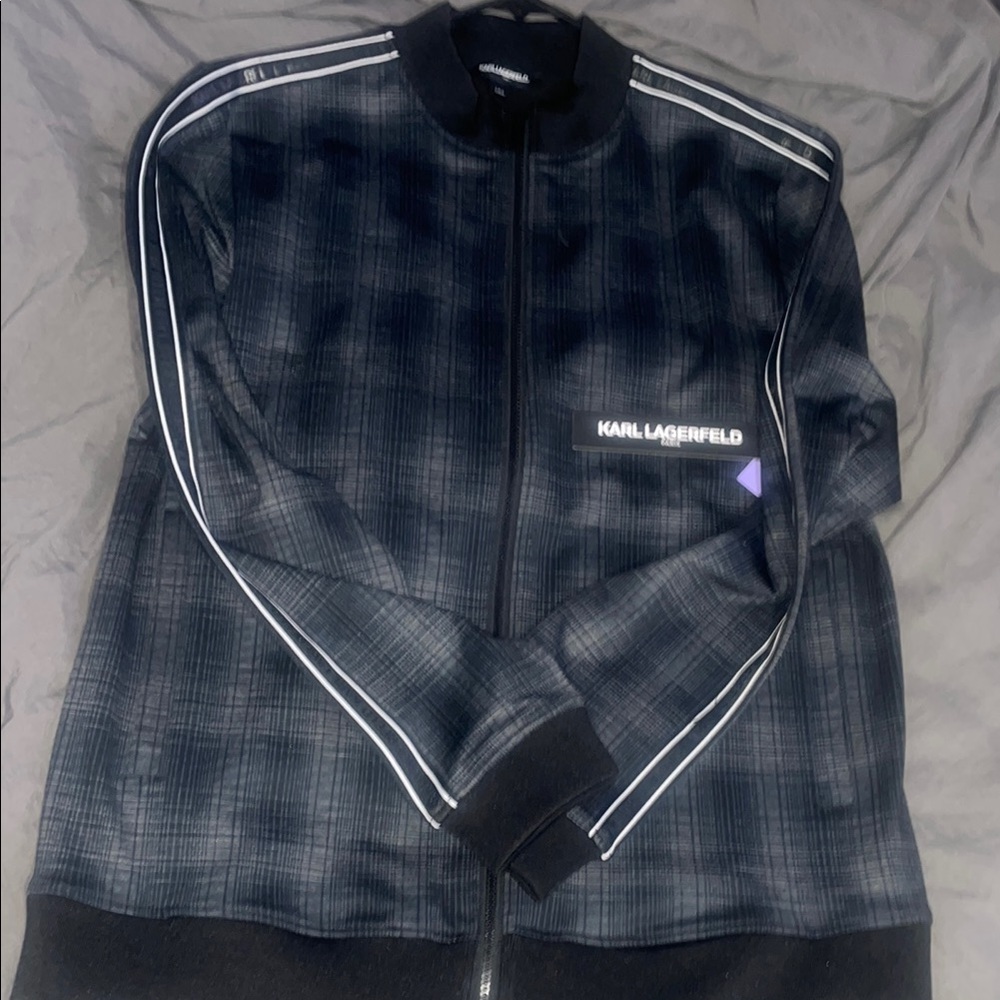 Karl Lagerfeld Black plaid Zip Up Jacket for Men